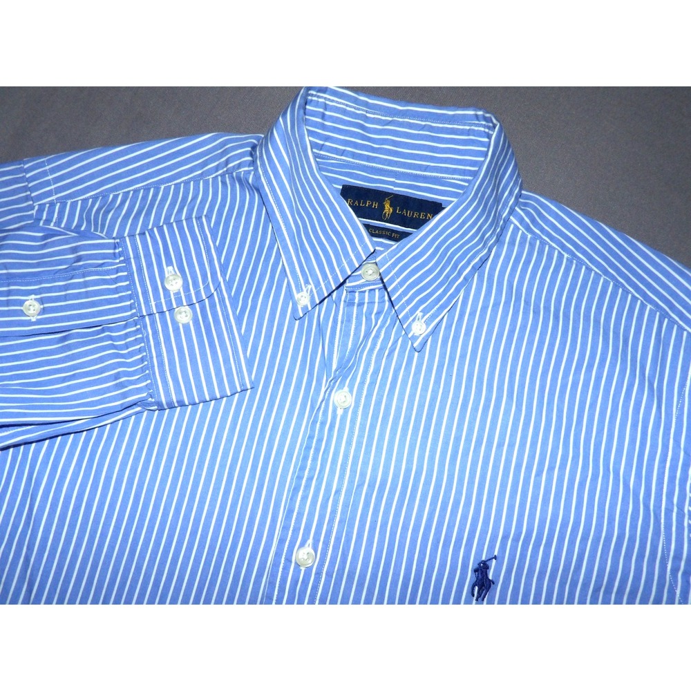 Polo Ralph Lauren Classic Fit Long Sleeve Pin Striped Dress Shirt Men's 15-32/33